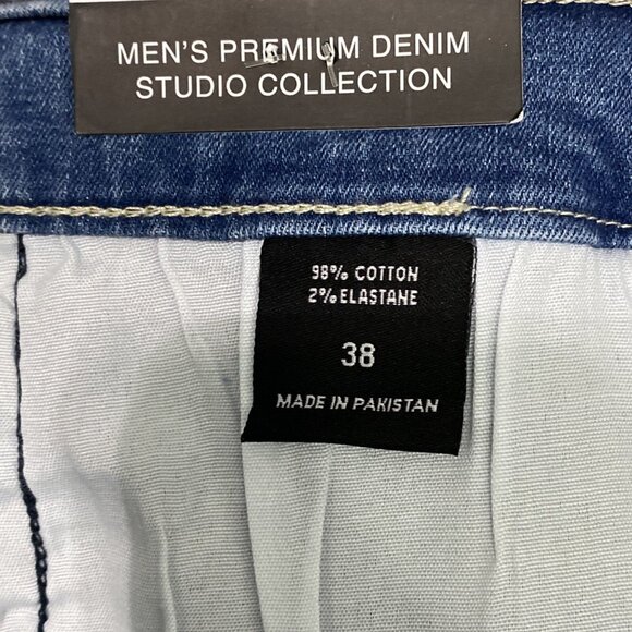 SPARK MEN Shorts Sz 38 Grunge Paint Splash Destroyed Biker Distressed Jean Short - Picture 10 of 10